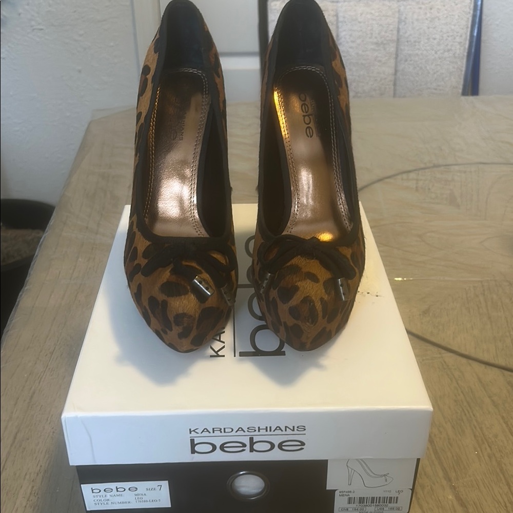 Bebe Brown Stiletto Heels with Ruched Peep-Toe